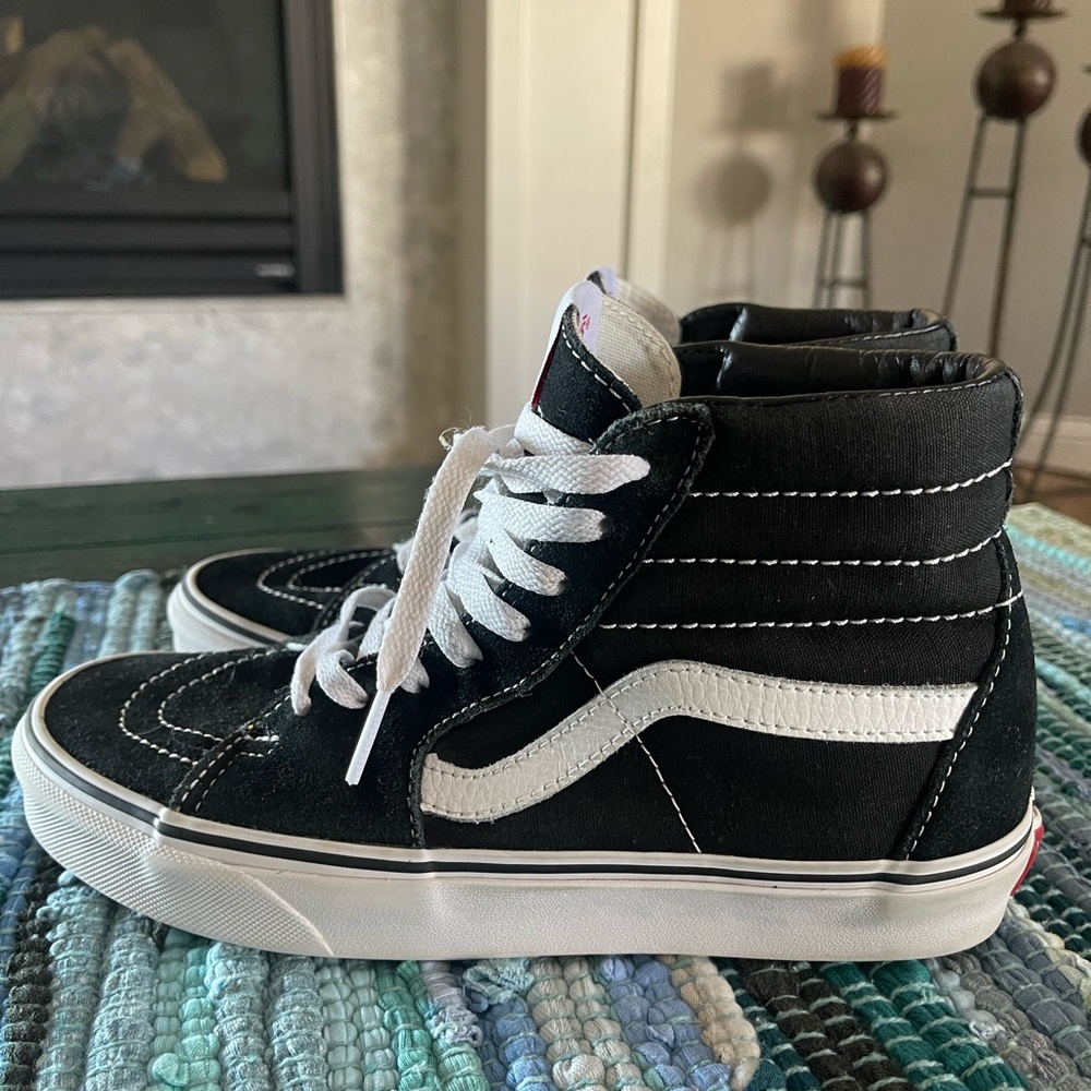 Vans Sk8Hi Lace Up Athletic Black White High Top Sne… Gem